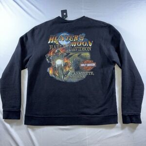 Harley Davidson Hunters Moon Skull Rider Lafayette Indiana Sweater Men's L